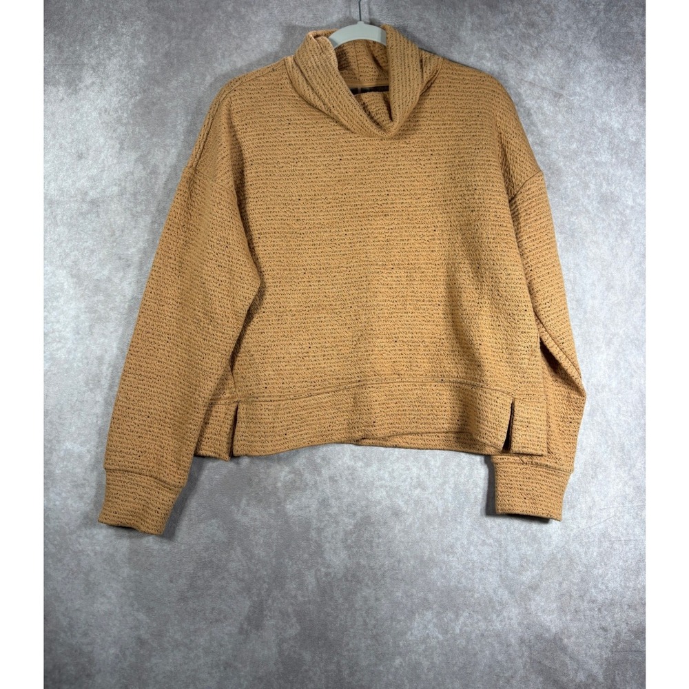 Calia Sweatshirt Women Medium Orange Textured Funnel Neck Athleisure Casual Soft